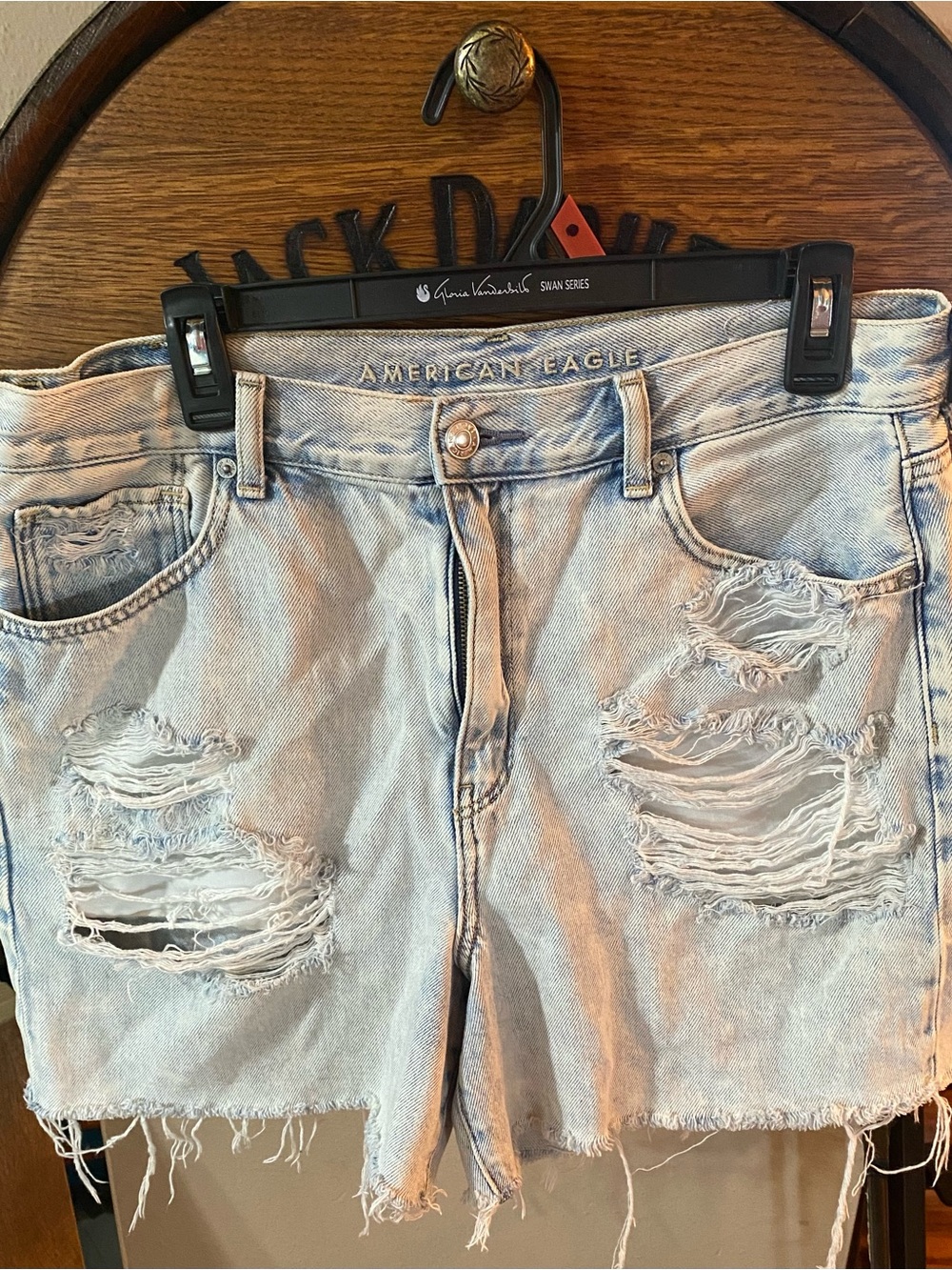 American Eagle Outfitters Light Wash Distressed Jean Shorts